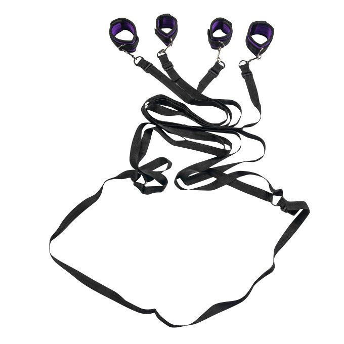 Banoch Bondageset voor onder bed stevige zachte neopreen boeien makkelijk verstelbaar paars (5)