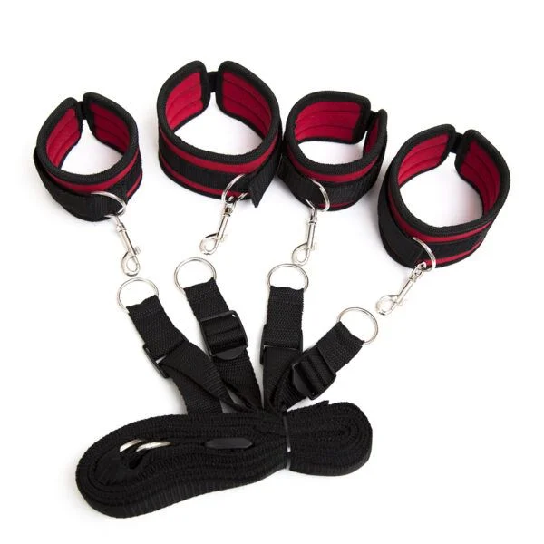Banoch Bondageset voor onder bed stevige zachte neopreen boeien makkelijk verstelbaar rood (1)