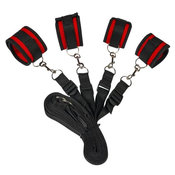 Banoch Bondageset voor onder bed stevige zachte neopreen boeien makkelijk verstelbaar rood (10)