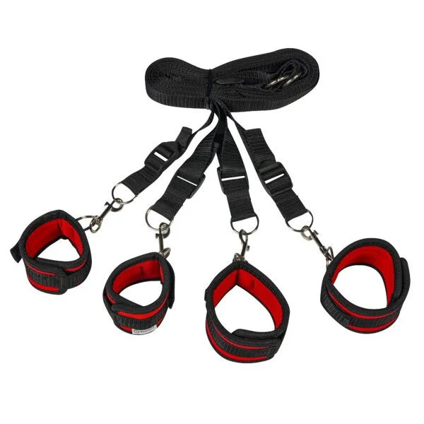 Banoch Bondageset voor onder bed stevige zachte neopreen boeien makkelijk verstelbaar rood (9)