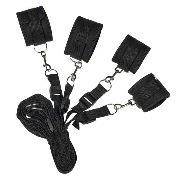 Banoch Bondageset voor onder bed stevige zachte neopreen boeien makkelijk verstelbaar zwart (3)