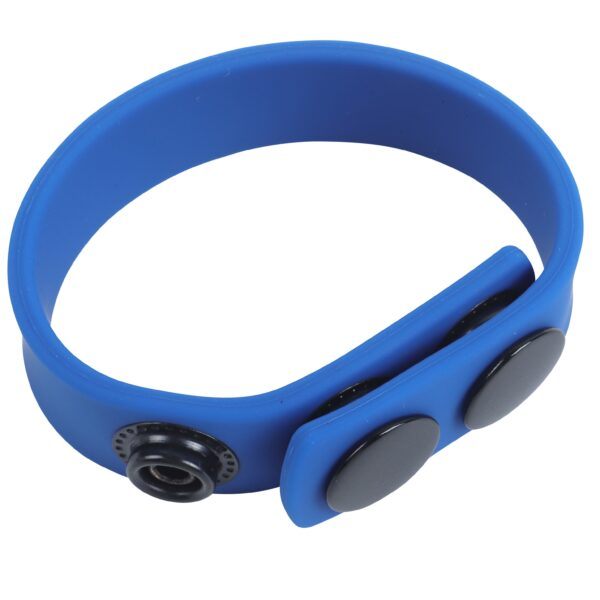 Banoch Cockring verstelbaar met drukknopen blauw siliconen max Ø 5 cm