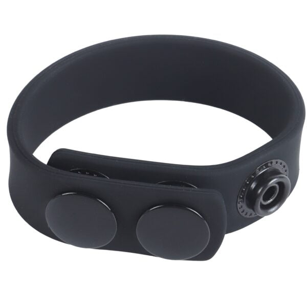 Banoch Cockring verstelbaar met drukknopen zwart siliconen max Ø 5 cm (4)