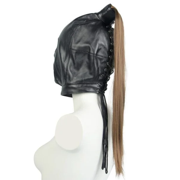 Banoch Masker Pony Tail zwart imitatie leer Bondage (1)