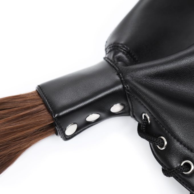 Banoch Masker Pony Tail zwart imitatie leer Bondage (13)