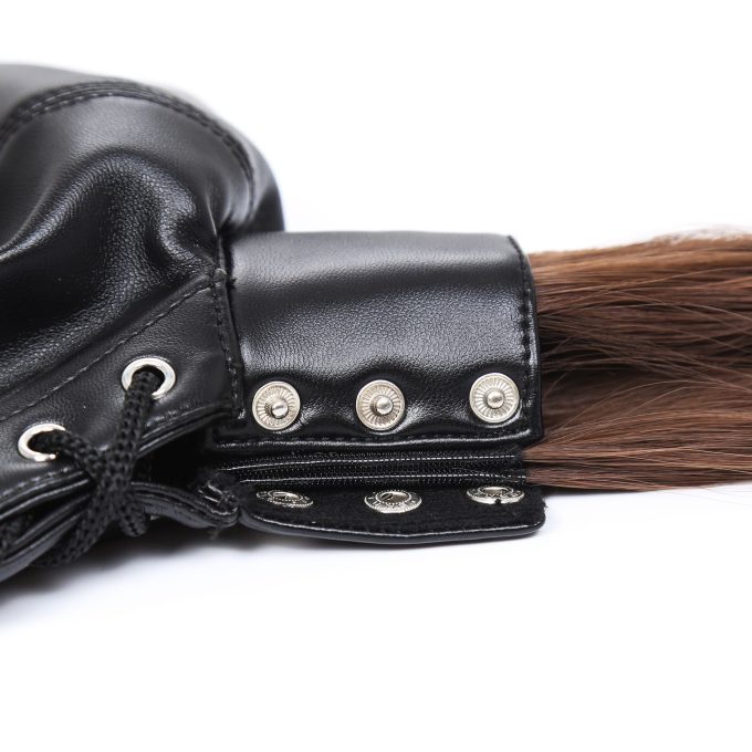 Banoch Masker Pony Tail zwart imitatie leer Bondage (18)