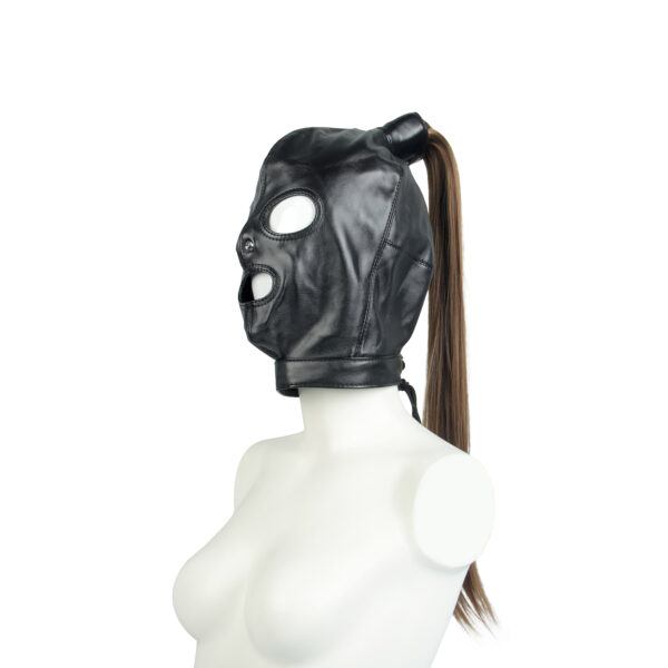 Banoch Masker Pony Tail zwart imitatie leer Bondage (2) Banoch Masker Pony Tail zwart imitatie leer Bondage (2)