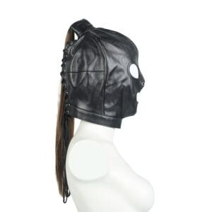 Banoch Masker Pony Tail zwart imitatie leer Bondage (22)