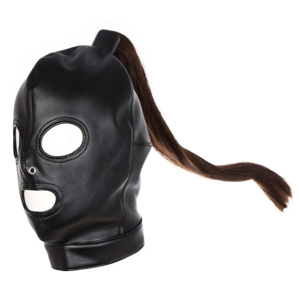 Banoch Masker Pony Tail zwart imitatie leer Bondage (3) Banoch Masker Pony Tail zwart imitatie leer Bondage (3)
