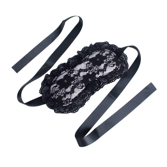 Banoch lace blinddoek kanten erotiek oogmasker met lint   roze (4)