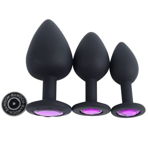 Banoch   Buttplug Penumbra Deep Purple set   Siliconen buttplug Zwart   kristal   Paars film (2)