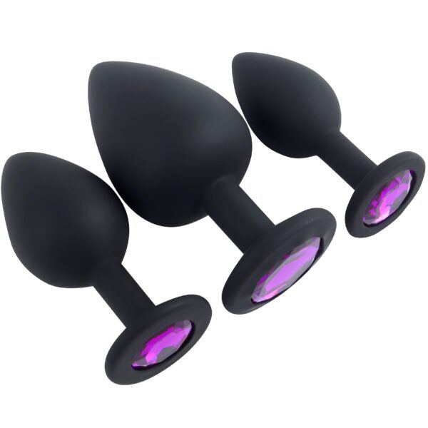 Banoch   Buttplug Penumbra Deep Purple set   Siliconen buttplug Zwart   kristal   Paars film (4)