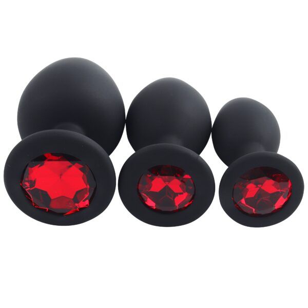 Banoch   Buttplug Penumbra Red Small – Siliconen buttplug Zwart   Diamant steen   Rood (3)