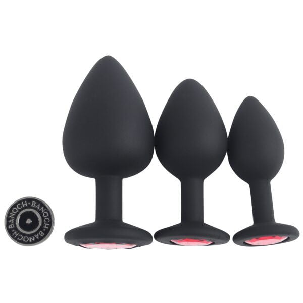 Banoch   Buttplug Penumbra Red Small – Siliconen buttplug Zwart   Diamant steen   Rood (4)