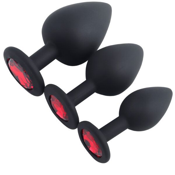Banoch   Buttplug Penumbra Red Small – Siliconen buttplug Zwart   Diamant steen   Rood (5)