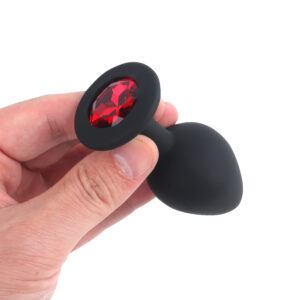 Banoch   Buttplug Penumbra Red Small – Siliconen buttplug Zwart   Diamant steen   Rood (7)