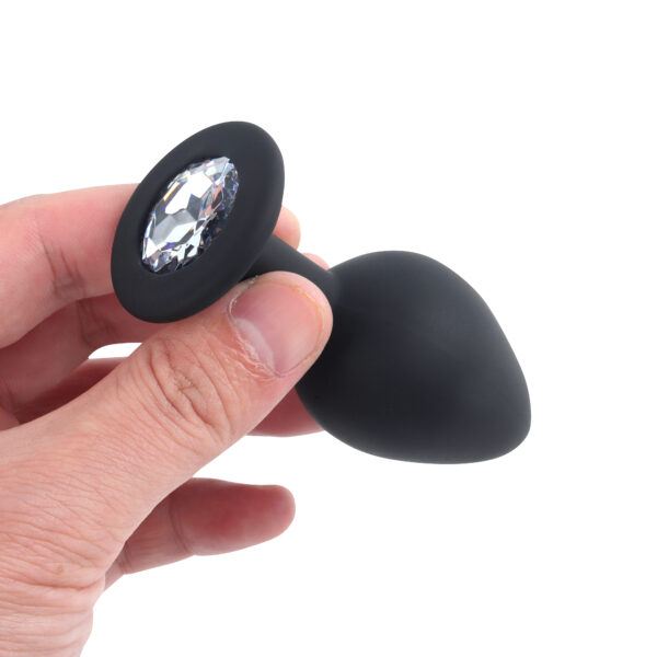 Banoch   Buttplug Penumbra White Set – Siliconen buttplug Zwart   Diamant steen   Wit film (5)