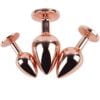 Banoch Buttplug set van metaal Aurora   rose goud blauwe steen (3)