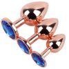Banoch Buttplug set van metaal Aurora   rose goud blauwe steen (9)