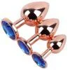 Banoch Buttplug set van metaal Aurora   rose goud blauwe steen (9)
