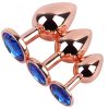 Banoch Buttplug set van metaal Aurora   rose goud blauwe steen (9)