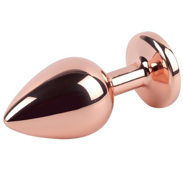 Banoch Buttplug set van metaal Aurora   rose goud groene steen (5)