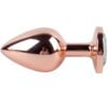 Banoch Buttplug set van metaal Aurora   rose goud groene steen (6)