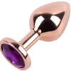 Banoch Buttplug set van metaal Aurora   rose goud paarse steen (11)