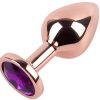 Banoch Buttplug set van metaal Aurora   rose goud paarse steen (11)