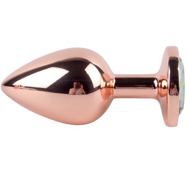Banoch Buttplug set van metaal Aurora   rose goud paarse steen (6)