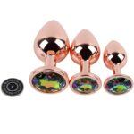 Banoch Buttplug set van metaal Aurora   rose goud regenboog steen (1)
