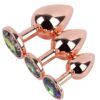 Banoch Buttplug set van metaal Aurora   rose goud regenboog steen (2)
