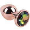 Banoch Buttplug set van metaal Aurora   rose goud regenboog steen (8)