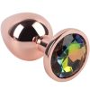 Banoch Buttplug set van metaal Aurora   rose goud regenboog steen (8)