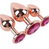 Banoch Buttplug set van metaal Aurora   rose goud roze steen (10)