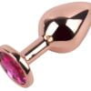 Banoch Buttplug set van metaal Aurora   rose goud roze steen (11)