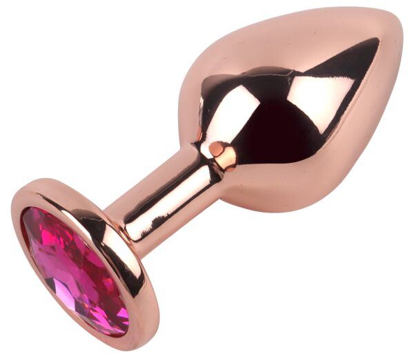 Banoch Buttplug set van metaal Aurora   rose goud roze steen (11)