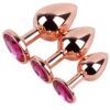 Banoch Buttplug set van metaal Aurora   rose goud roze steen (9)
