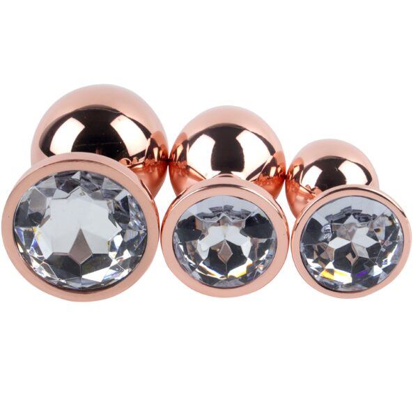 Banoch Buttplug set van metaal Aurora   rose goud wit (7)