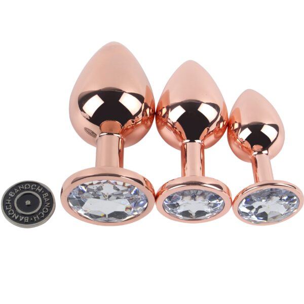 Banoch Buttplug set van metaal Aurora   rose goud wit (8)