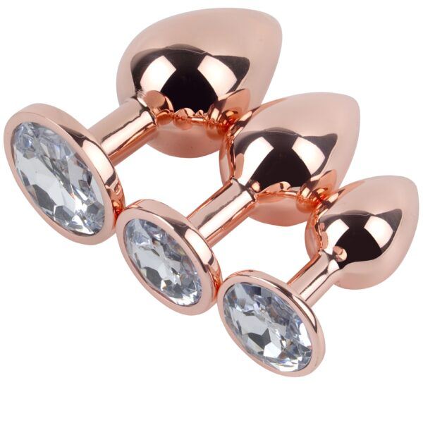 Banoch Buttplug set van metaal Aurora   rose goud wit (9)