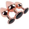 Banoch Buttplug set van metaal Aurora   rose goud zwarte steen (10)