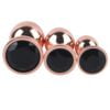 Banoch Buttplug set van metaal Aurora   rose goud zwarte steen (7)