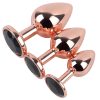 Banoch Buttplug set van metaal Aurora   rose goud zwarte steen (9)