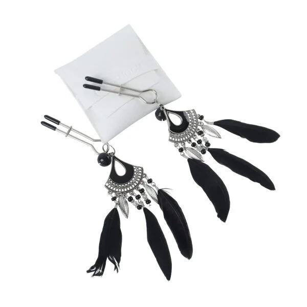 Banoch Tepelklemmen verstelbaar met zwarte veren film (1)