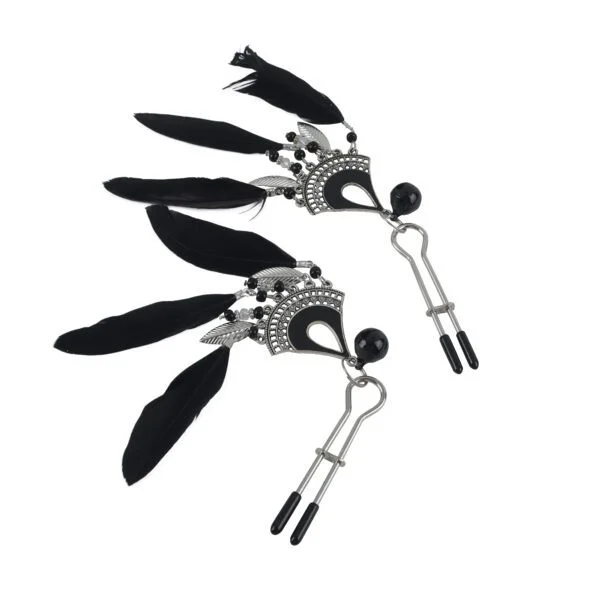 Banoch Tepelklemmen verstelbaar met zwarte veren film (3)