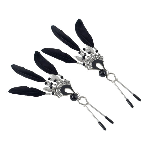 Banoch Tepelklemmen verstelbaar met zwarte veren film (4)