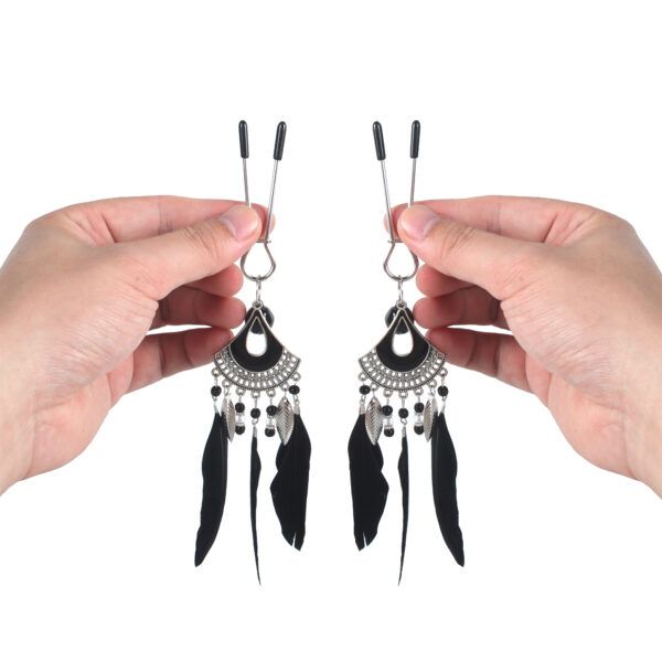 Banoch Tepelklemmen verstelbaar met zwarte veren film (5)