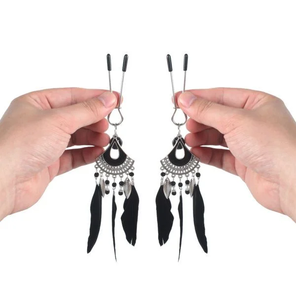 Banoch Tepelklemmen verstelbaar met zwarte veren film (5)