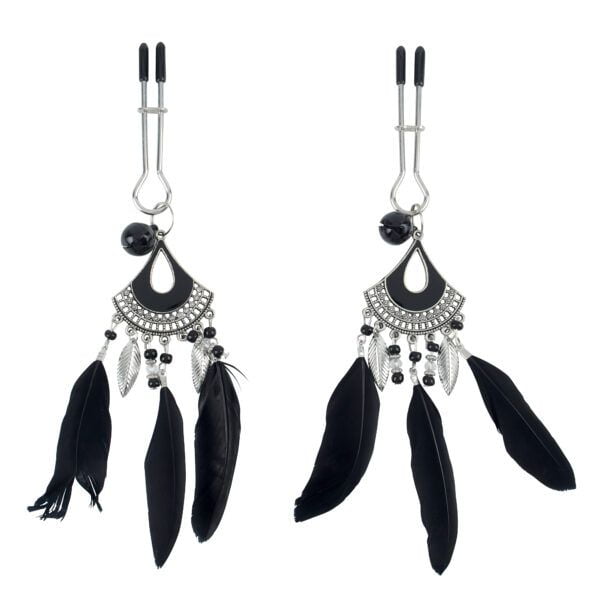 Banoch Tepelklemmen verstelbaar met zwarte veren film (7)